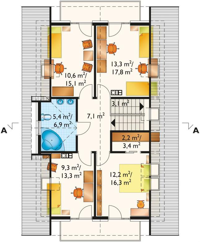 Rzut poddasza lustro POW. 83,0 m²