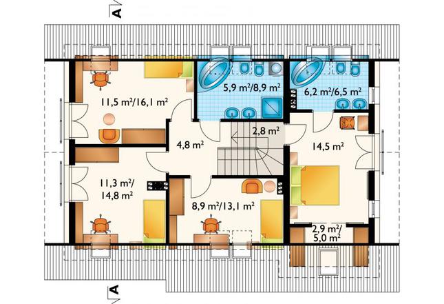 Rzut poddasza POW. 86,5 m²