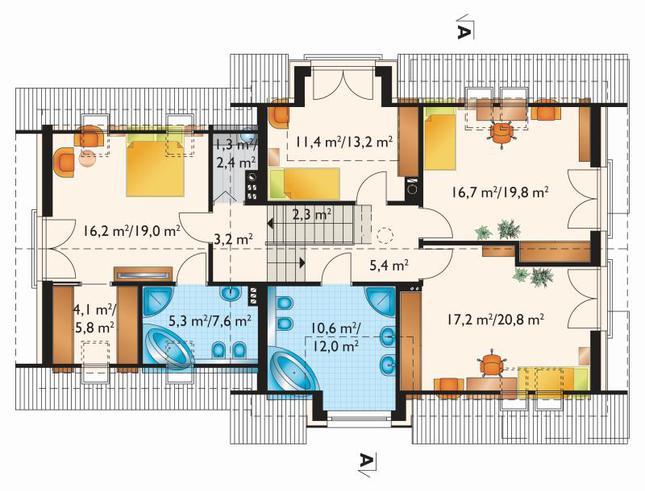 Rzut poddasza lustro POW. 111,5 m²