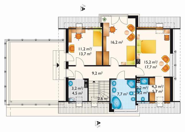 Rzut poddasza lustro POW. 80,2 m²