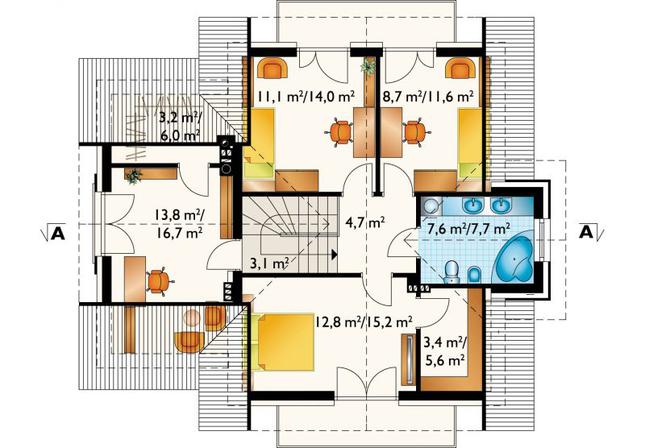 Rzut poddasza POW. 84,6 m²