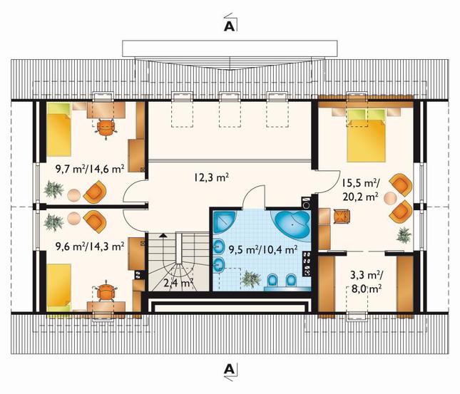 Rzut poddasza POW. 66,9 m²