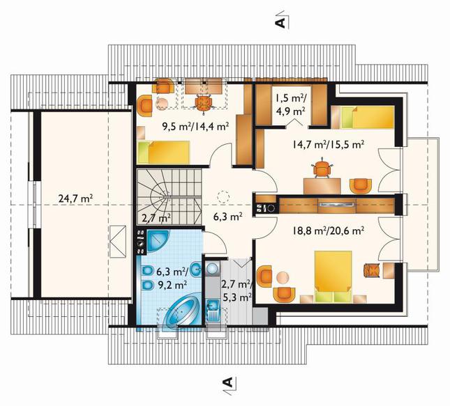 Rzut poddasza POW. 78,8 m²