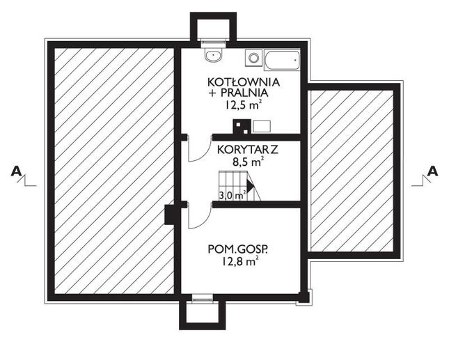 Rzut piwnicy POW. 36,8 m²