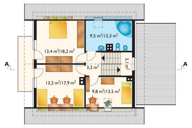 Rzut poddasza POW. 69,1 m²