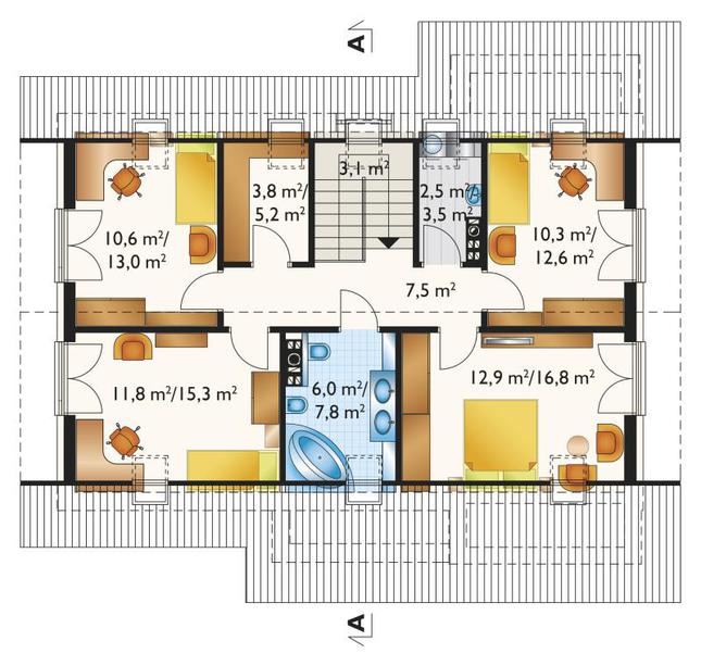 Rzut poddasza POW. 85,1 m²