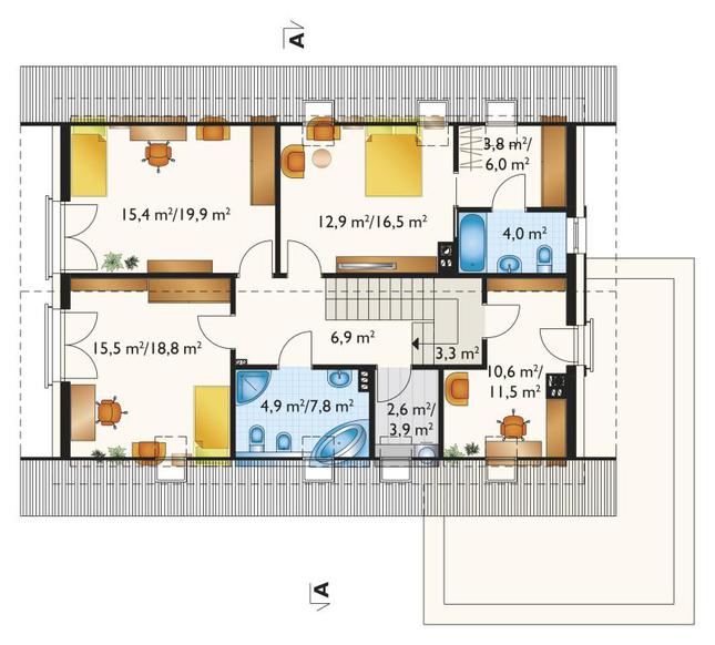 Rzut poddasza POW. 98,5 m²