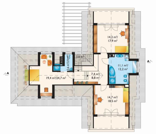 Rzut poddasza POW. 89,0 m²