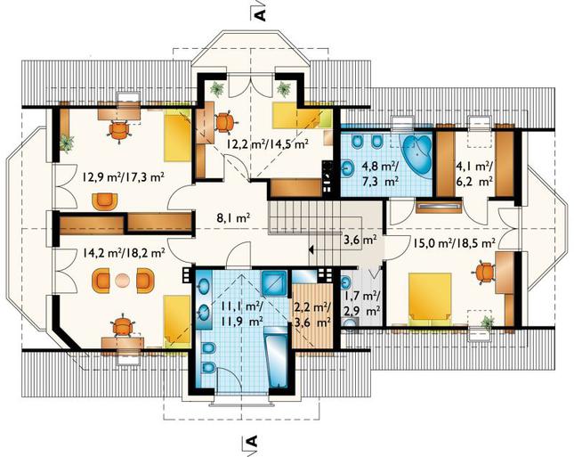 Rzut poddasza POW. 112,1 m²