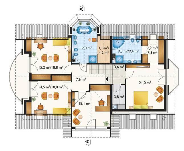 Rzut poddasza POW. 123,8 m²