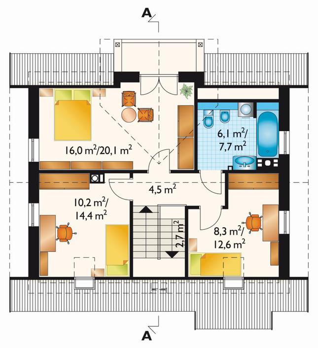 Rzut poddasza POW. 60,5 m²