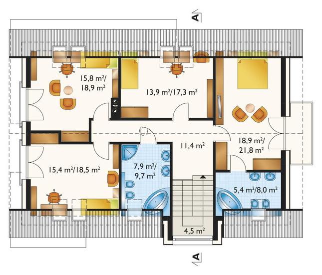 Rzut poddasza POW. 109,0 m²