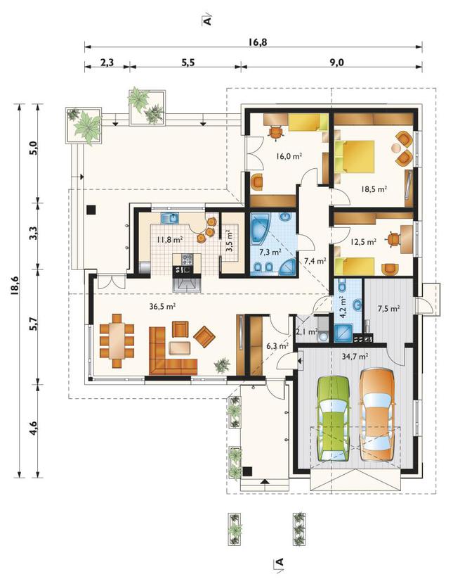Rzut parteru POW. 175,8 m²