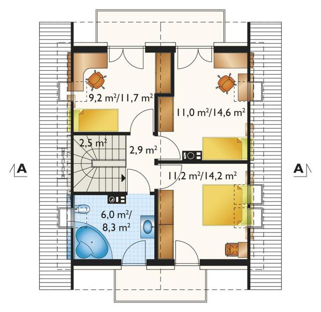 Rzut poddasza POW. 54,2 m²