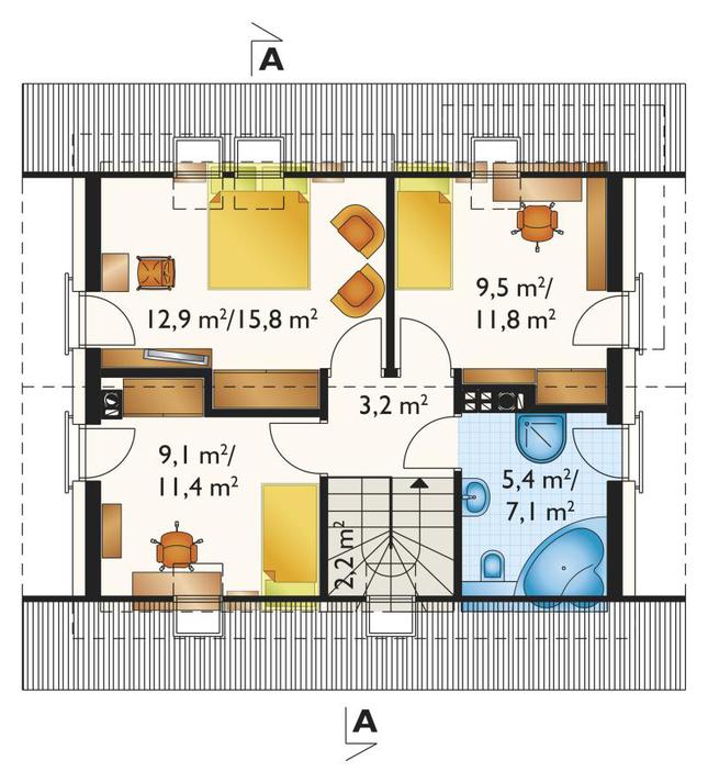 Rzut poddasza POW. 51,5 m²