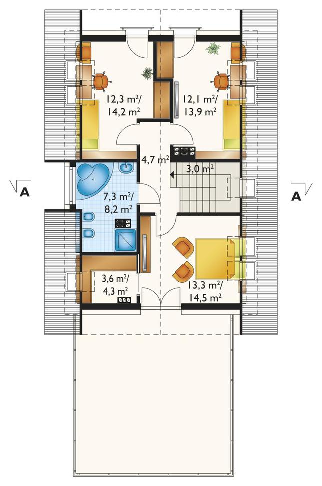 Rzut poddasza POW. 62,8 m²
