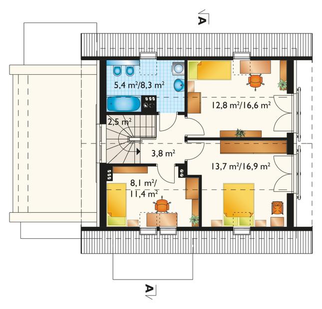 Rzut poddasza POW. 59,5 m²