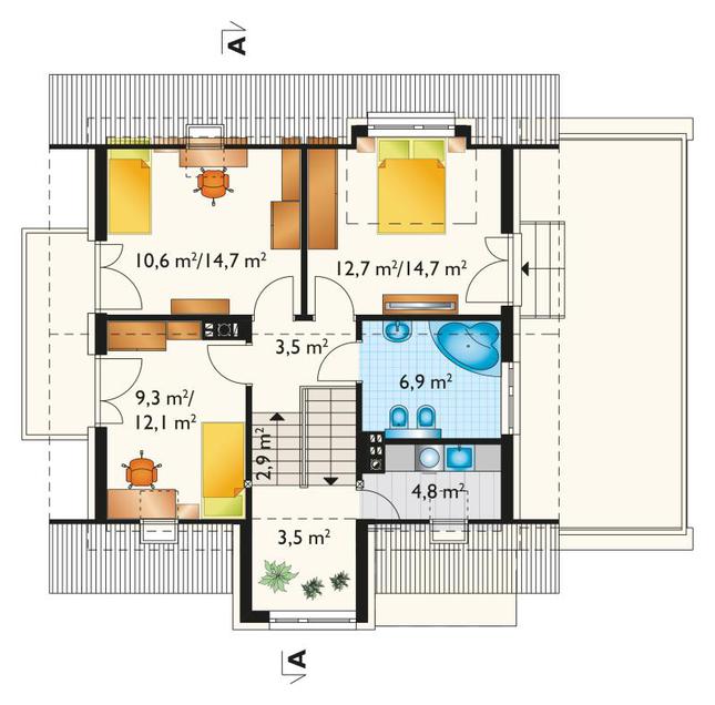 Rzut poddasza POW. 63,1 m²