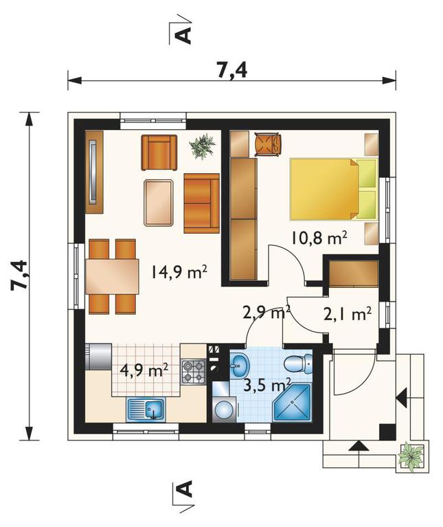 Rzut parteru POW. 39,1 m²