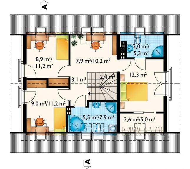Rzut poddasza POW. 68,6 m²