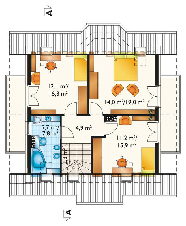 Rzut poddasza POW. 66,2 m²