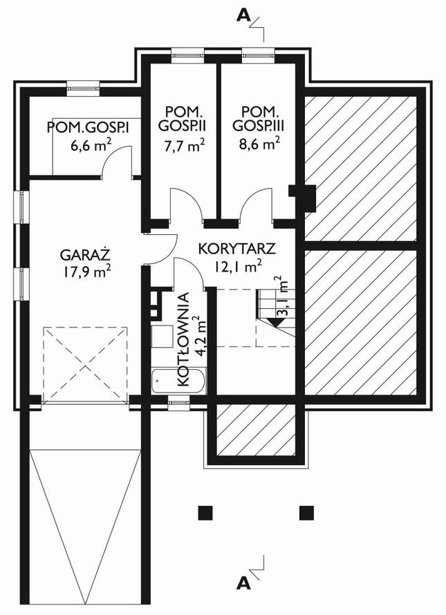 Rzut piwnicy POW. 60,2 m²