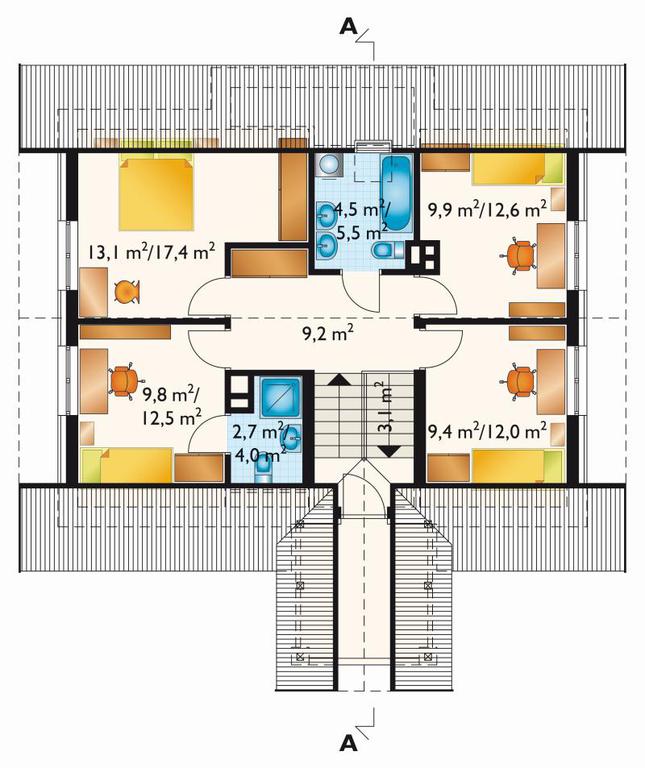 Rzut poddasza POW. 76,3 m²