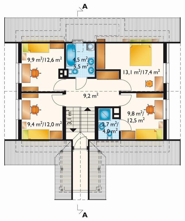 Rzut poddasza lustro POW. 76,3 m²