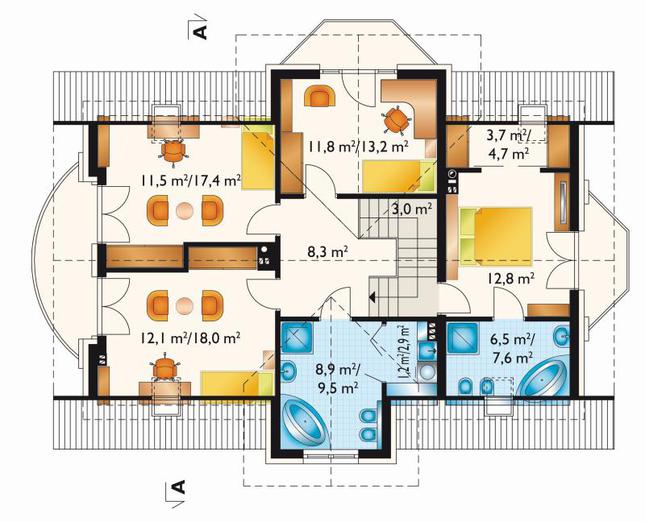 Rzut poddasza POW. 97,4 m²