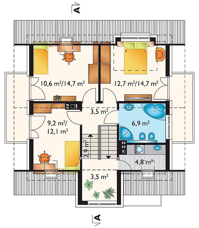 Rzut poddasza POW. 63,1 m²