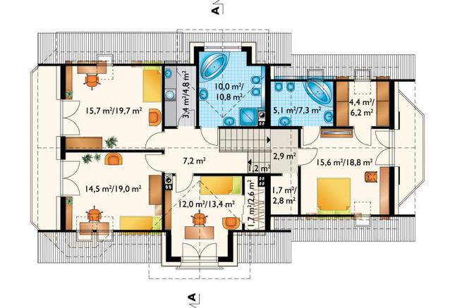 Rzut poddasza POW. 116,7 m²