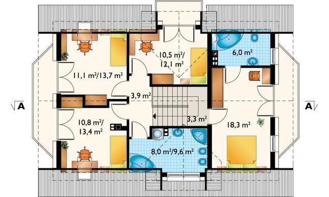 Rzut poddasza POW. 80,3 m²