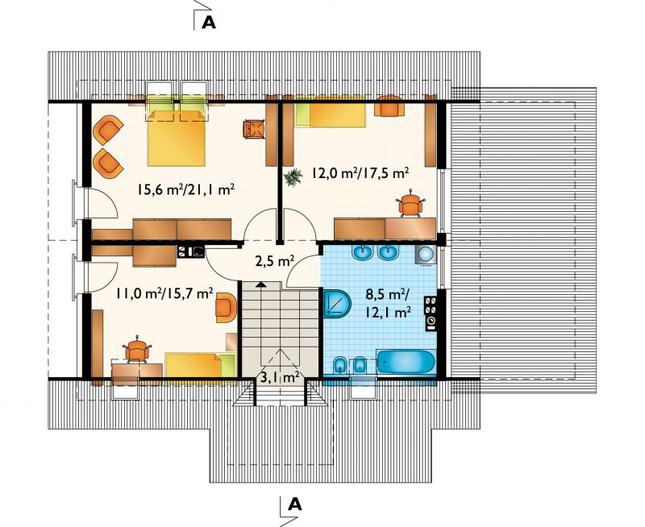 Rzut poddasza POW. 72,0 m²