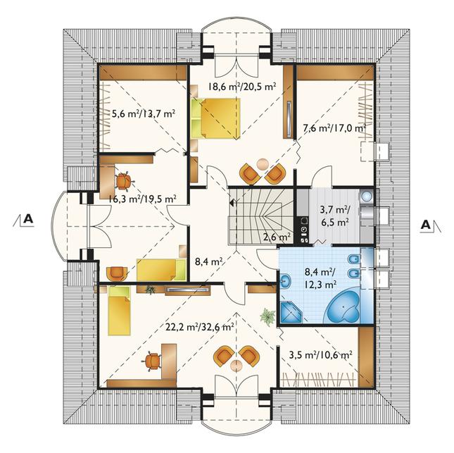 Rzut poddasza POW. 144,0 m²