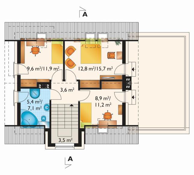 Rzut poddasza POW. 53,0 m²