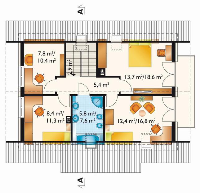 Rzut poddasza POW. 72,4 m²