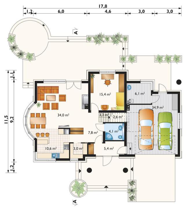 Rzut parteru POW. 127,2 m²