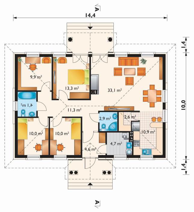 Rzut parteru lustro POW. 117,4 m²