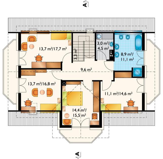 Rzut poddasza POW. 93,1 m²