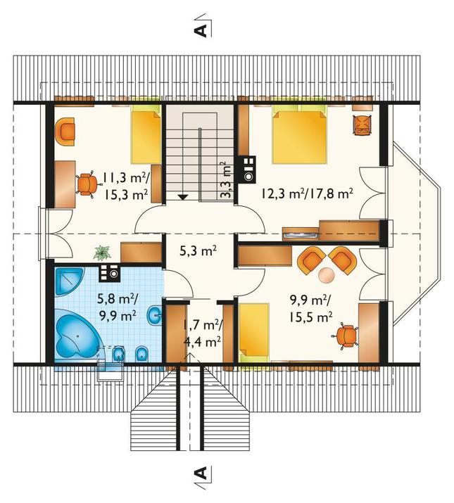 Rzut poddasza POW. 70,7 m²