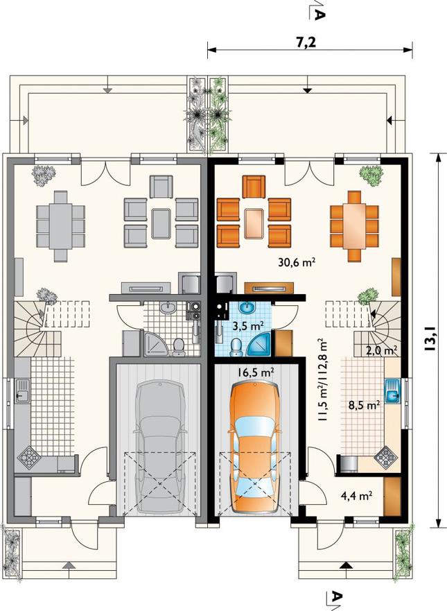 Rzut parteru POW. 78,3 m²