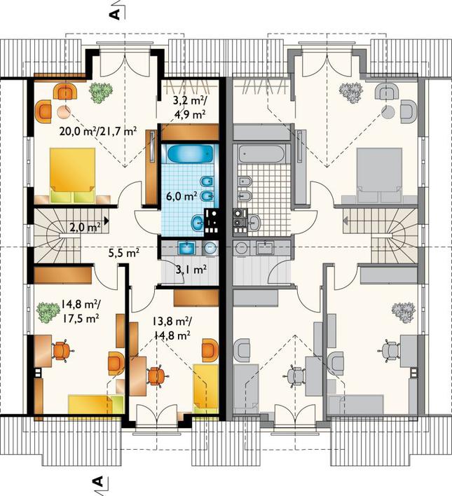 Rzut poddasza lustro POW. 75,5 m²