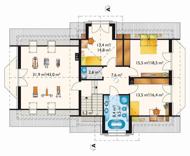 Rzut poddasza POW. 116,6 m²
