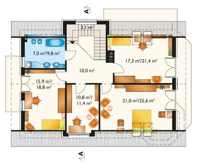 Rzut poddasza POW. 100,1 m²