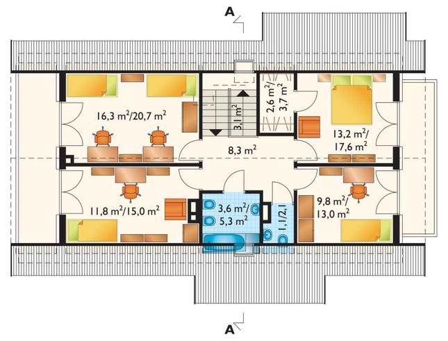 Rzut poddasza POW. 88,8 m²