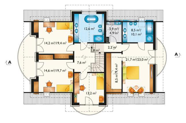 Rzut poddasza POW. 124,9 m²
