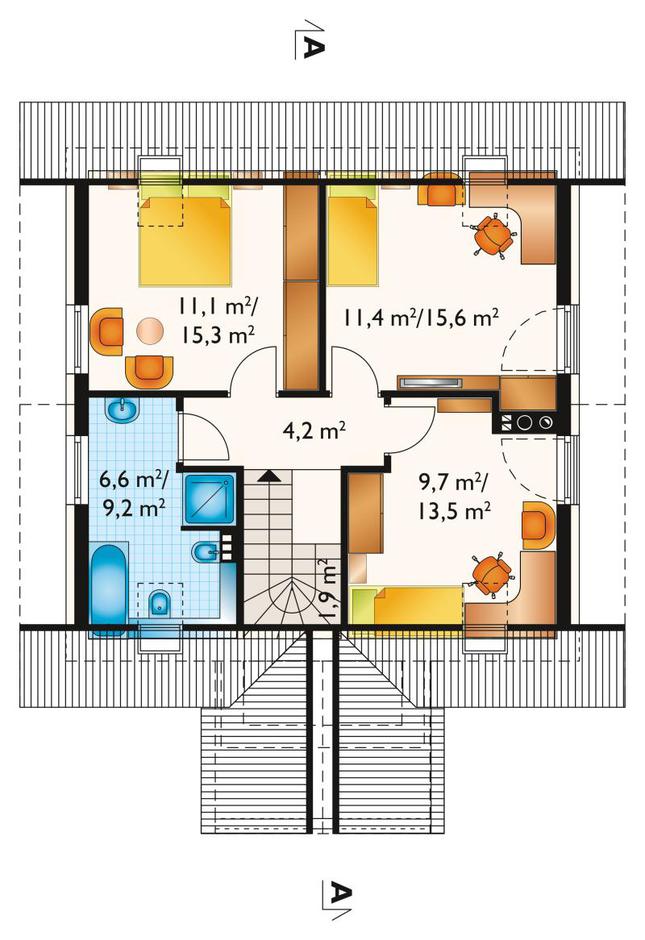 Rzut poddasza POW. 59,7 m²