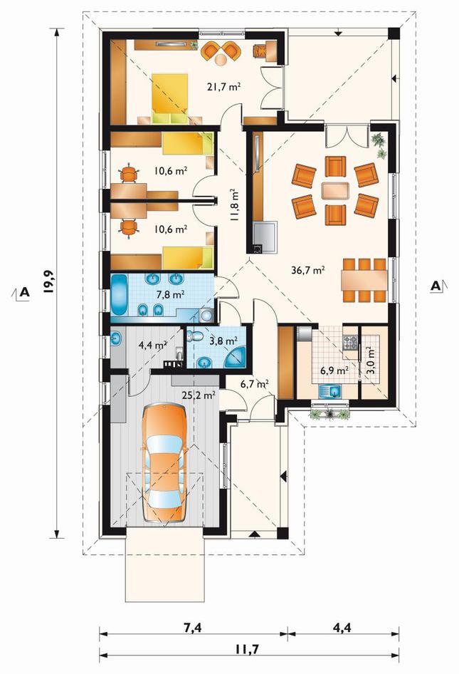 Rzut parteru POW. 149,0 m²