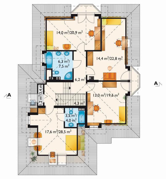 Rzut poddasza POW. 117,4 m²