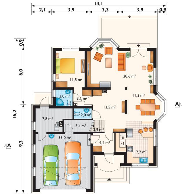 Rzut parteru POW. 139,8 m²